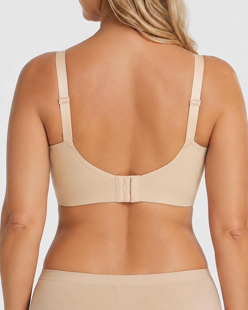 Plus Size Deep V Seamless Lace Trim Comfortable Push Up Bra