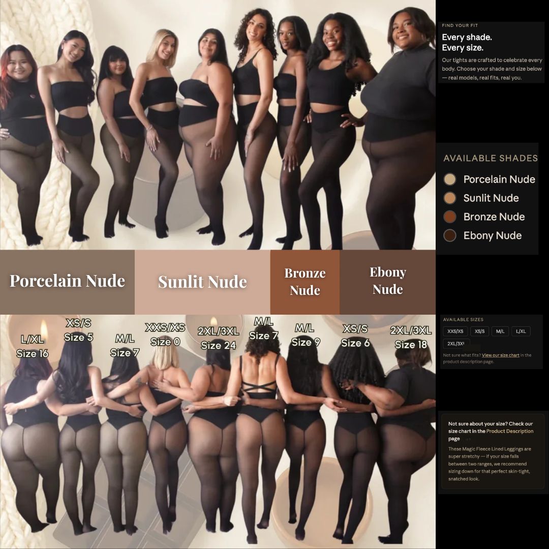 High Waist Shaping Fleece Lined Tights | Natural Skin-Tone Sheer Look, Warm & Slimming