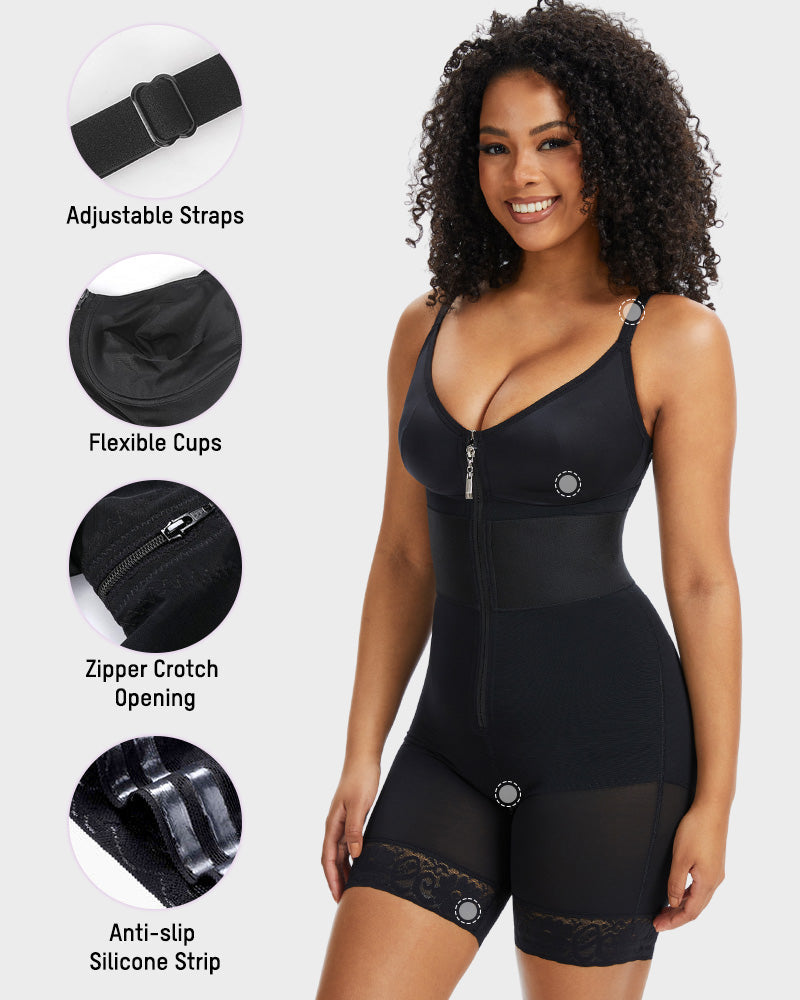 PowerMesh Deep V Bodysuit Shapewear