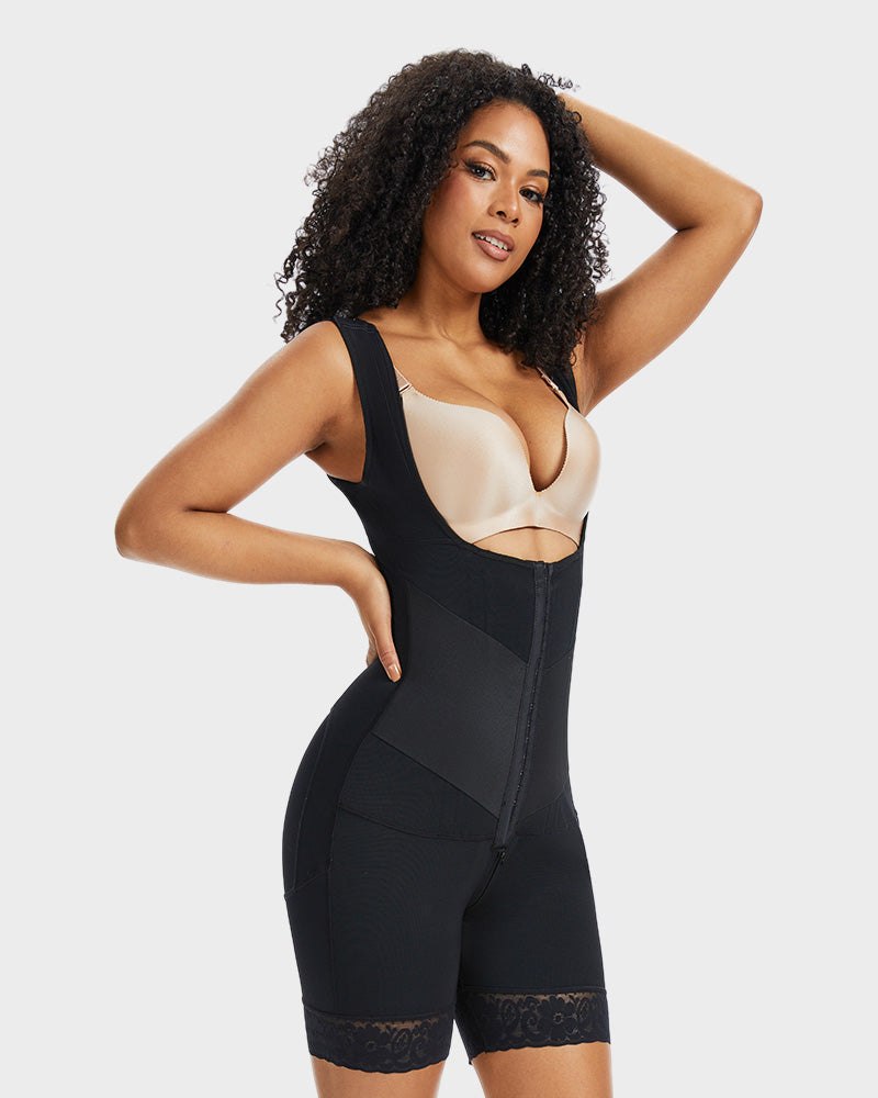 PowerMesh Double-Layer Open Bust Full Body Shaper
