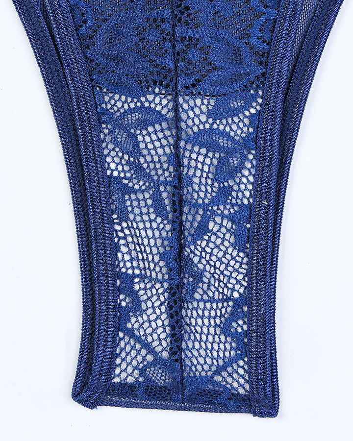 Criss Side Tie Sheer Floral Lace Bodysuits