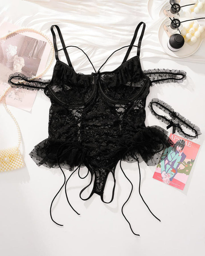 Plus Size Sheer Lace Bodysuits