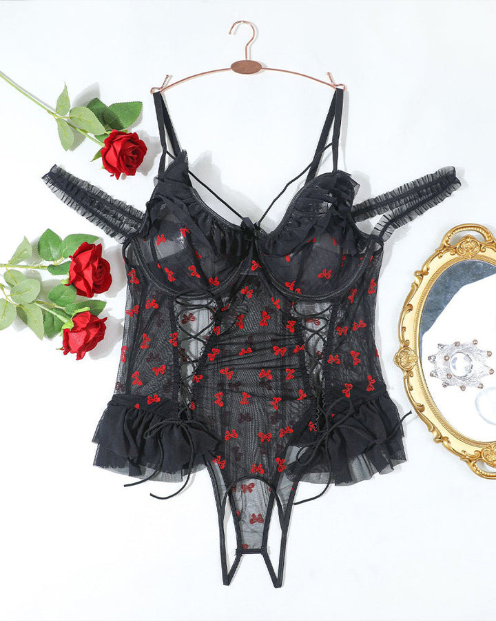 Plus Size Sheer Lace Bodysuits