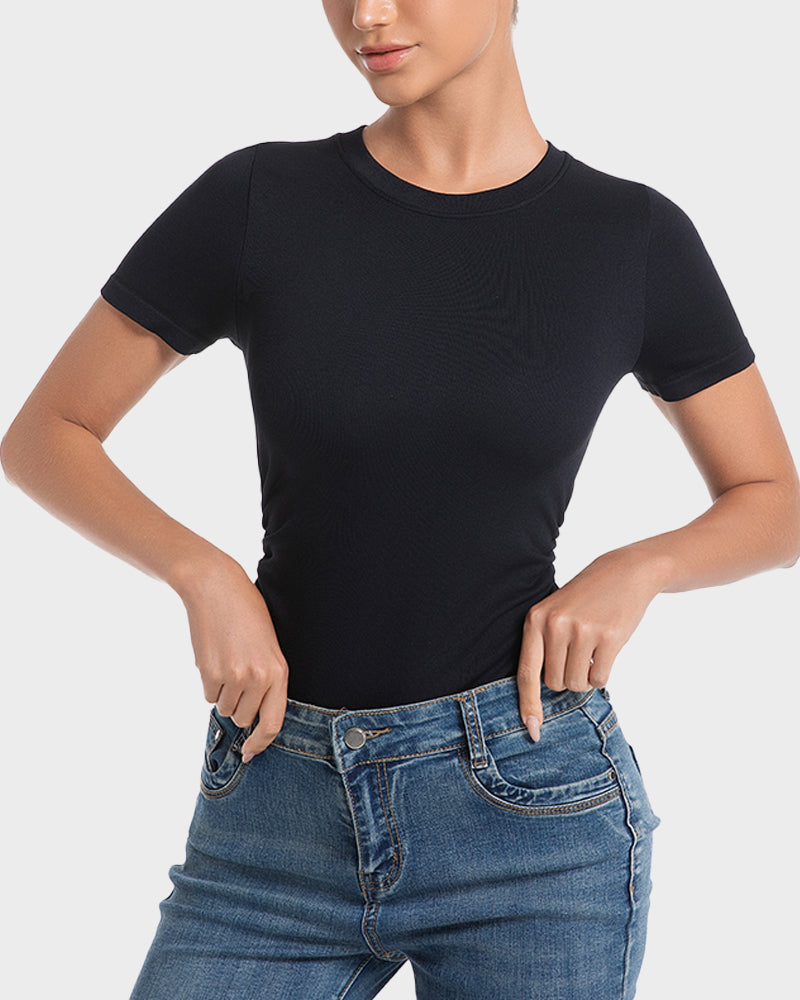 Seamless Round Neck Short Sleeve Bodysuit