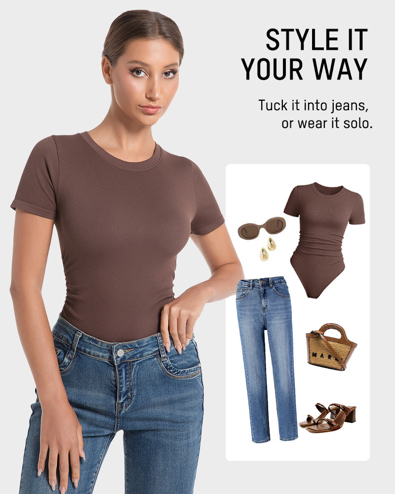 Seamless Round Neck Short Sleeve Bodysuit
