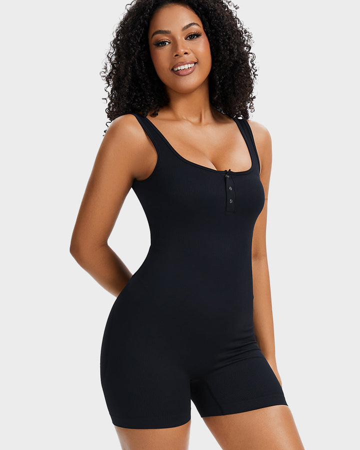 Snap Button Shaping Shorts Bodysuit