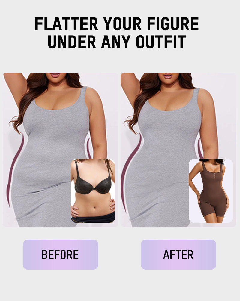 Snap Button Shaping Shorts Bodysuit