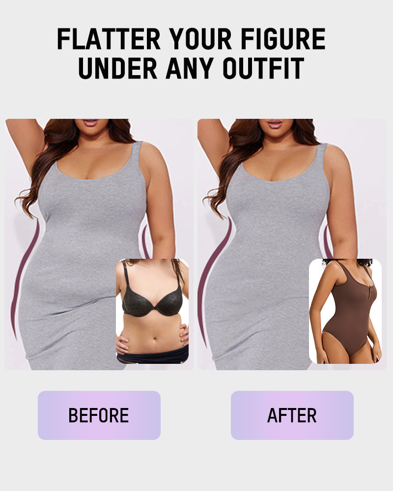 Snap Button Triangle Shaping Bodysuit
