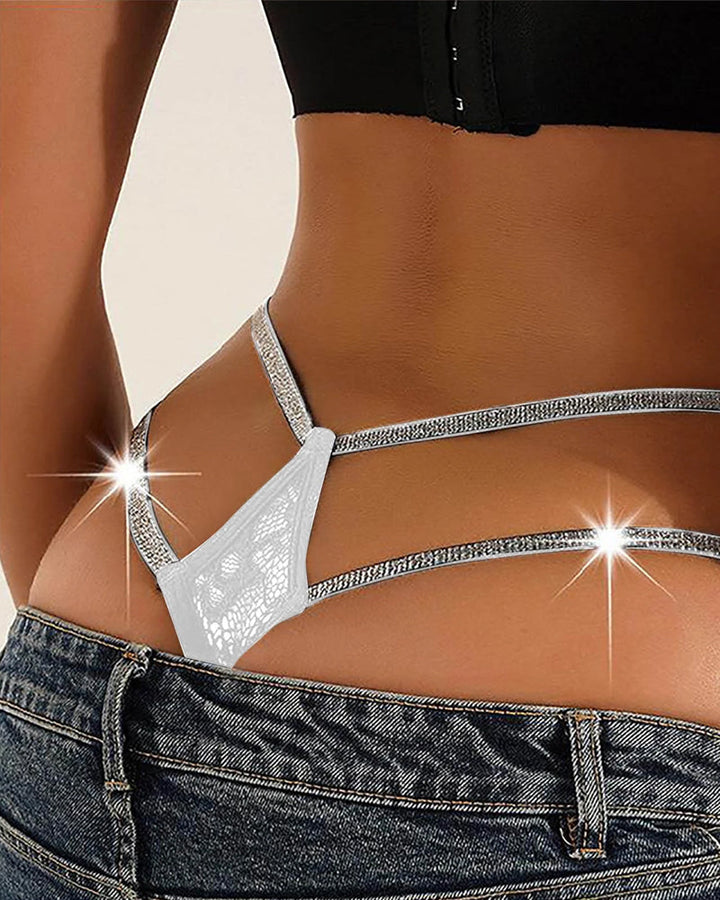 Sexy Lace Openwork Shiny Belt Low-rise Thong