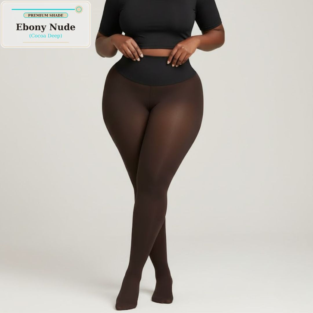 High Waist Shaping Fleece Lined Tights | Natural Skin-Tone Sheer Look, Warm & Slimming
