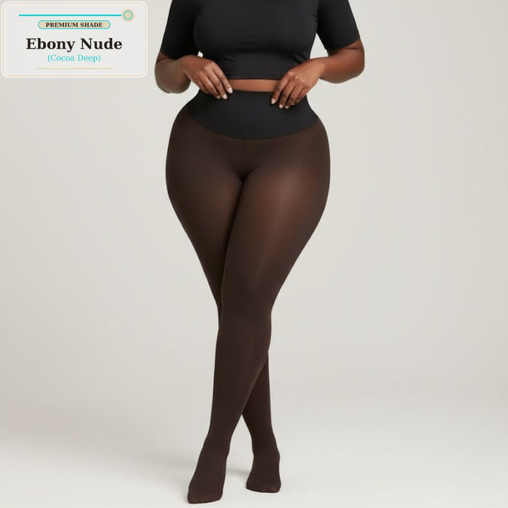 High Waist Shaping Fleece Lined Tights | Natural Skin-Tone Sheer Look, Warm & Slimming