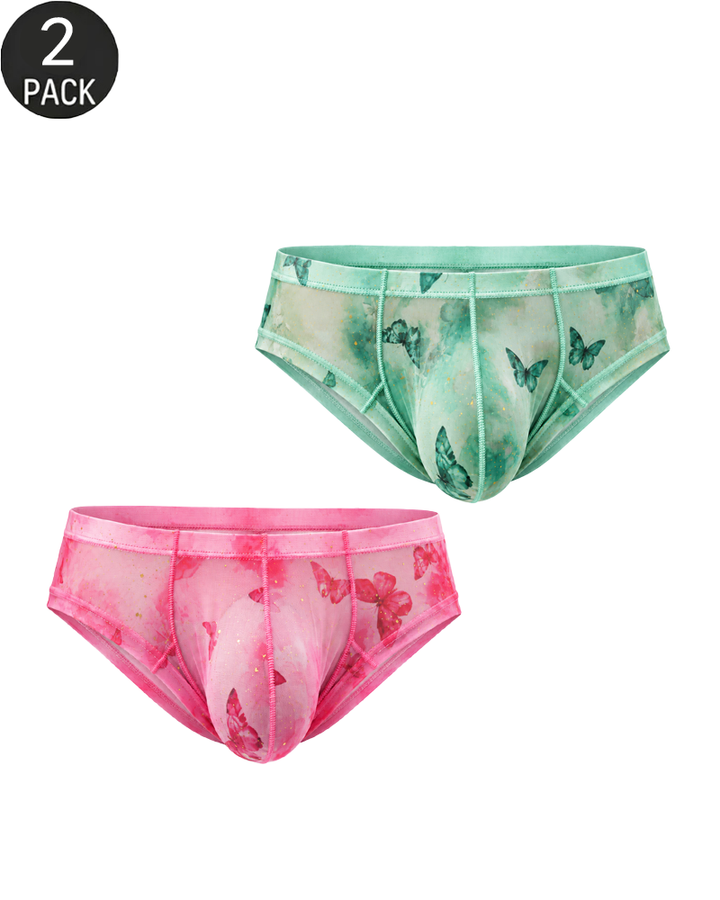 2-Pack Sheer Butterfly Print Low-Rise Briefs
