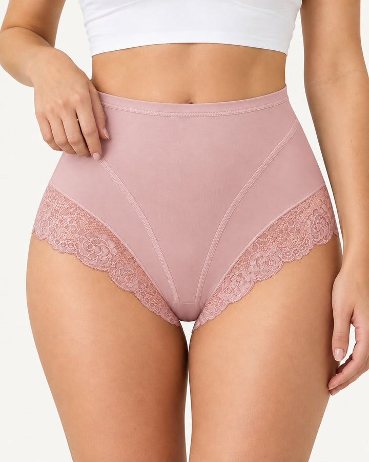 3-Pack High Waist Floral Lace Trim Full Coverage Panties
