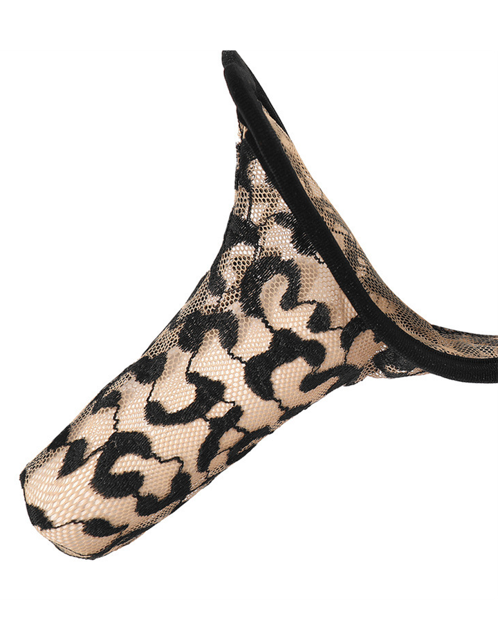 Men's Leopard Print Mesh Pouch Thong