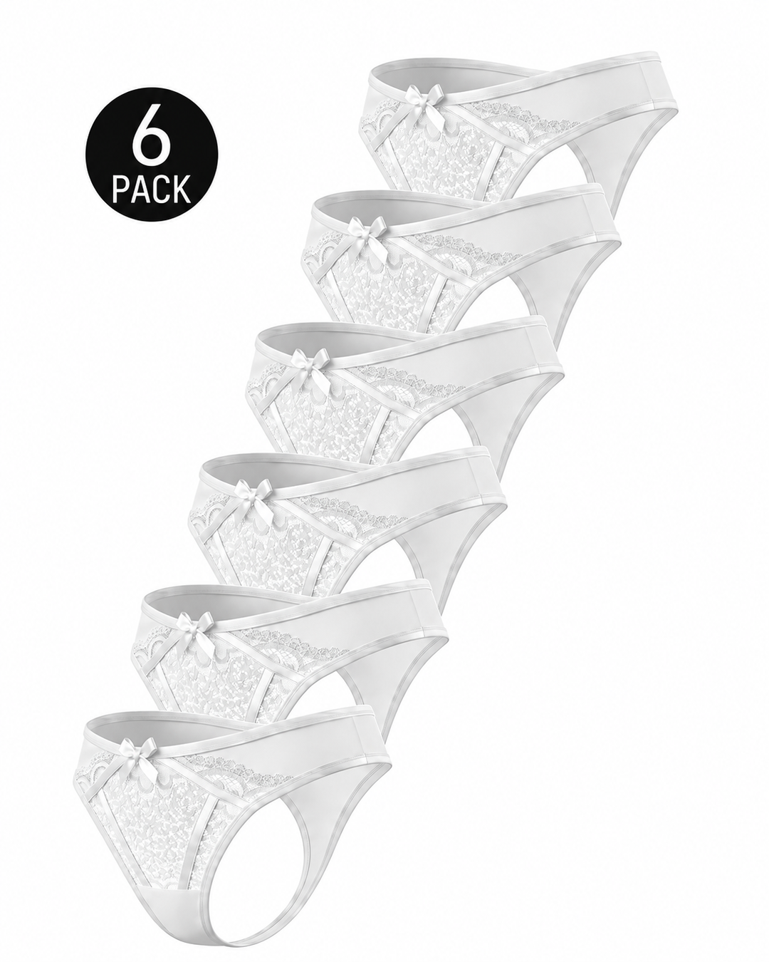 6-Pack Sexy Lace Colorblock Breathable Thongs