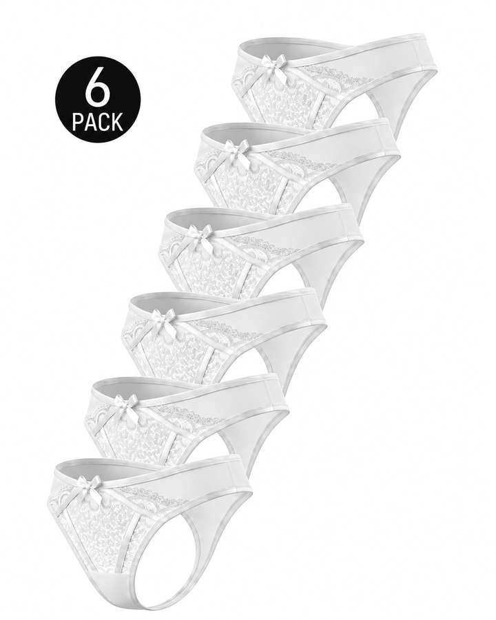 6-Pack Sexy Lace Colorblock Breathable Thongs