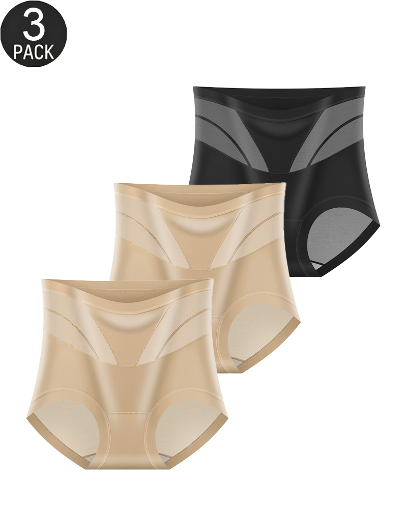 3-Pack Women's High-Waisted Tummy Control Mesh Shaping Panties