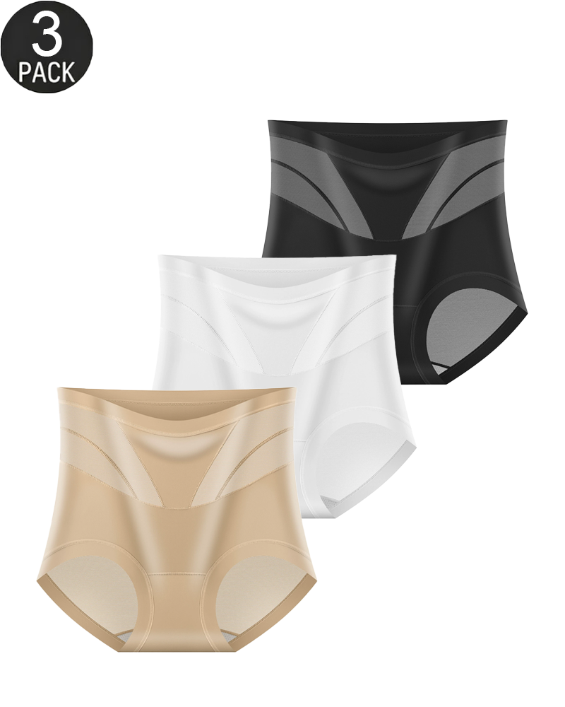 3-Pack Women's High-Waisted Tummy Control Mesh Shaping Panties