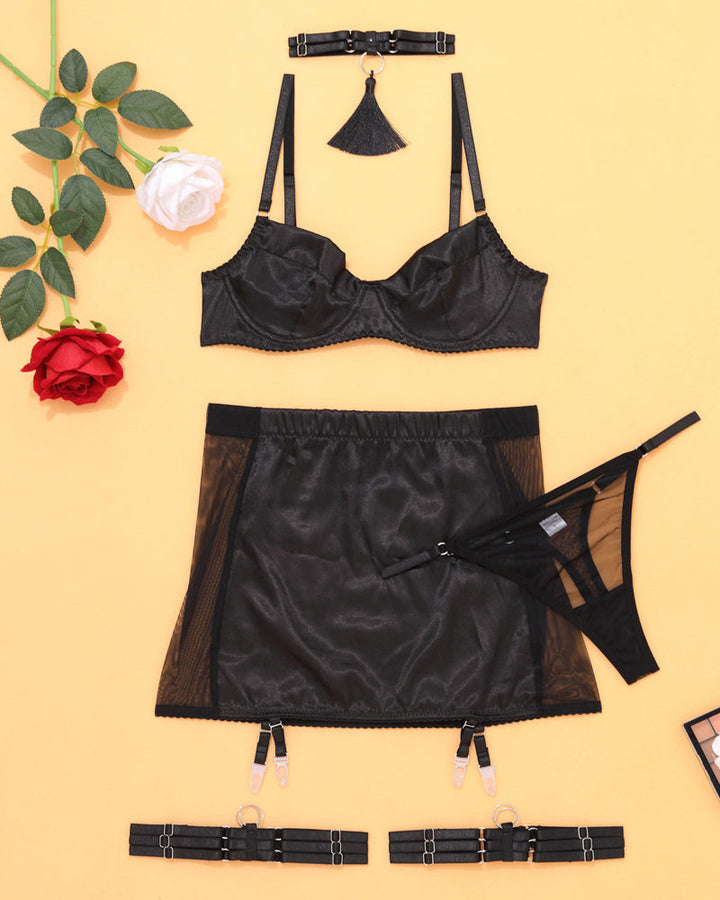 Sexy Tight-fitting Mesh See-through Bodycon Lingerie Set