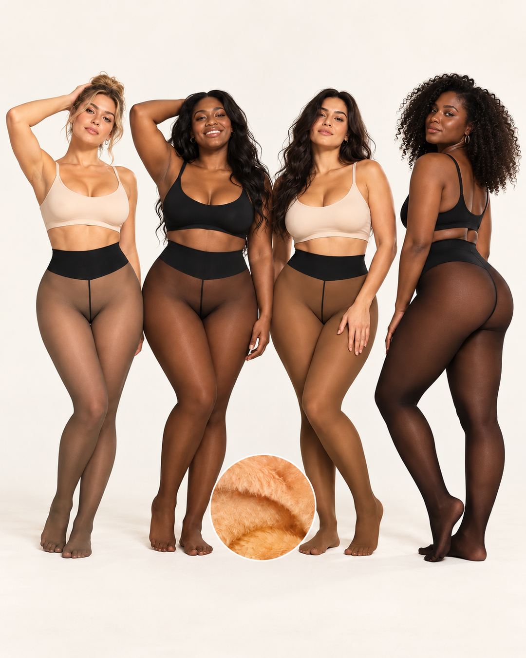 Fleece-Lined Sheer Look Tummy Control Thermal Leggings