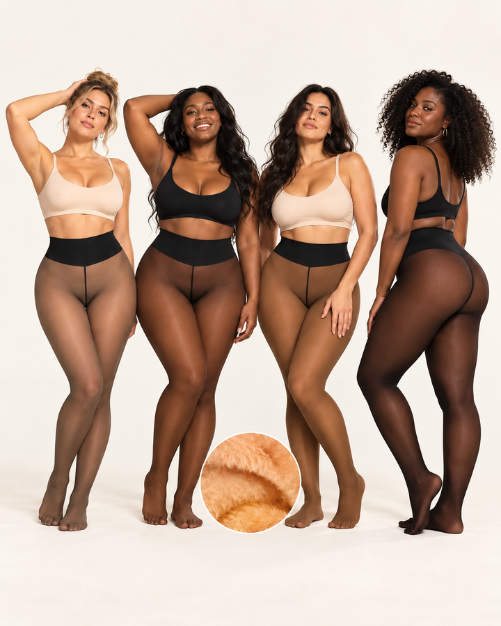 Fleece-Lined Sheer Look Tummy Control Thermal Leggings