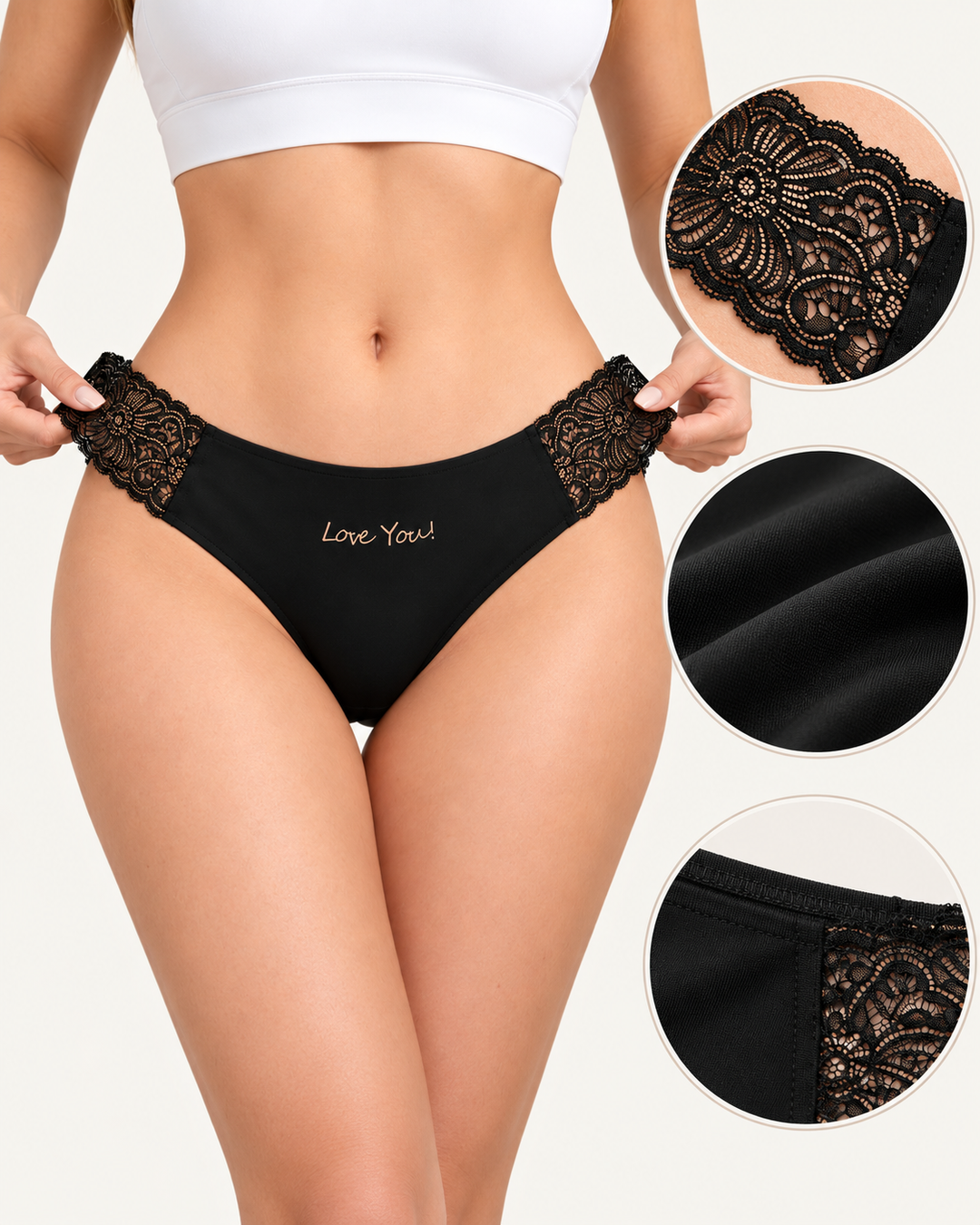 6-Pack Seamless Ice Silk Floral Lace Trim Panties