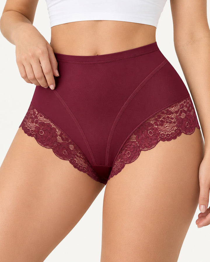 3-Pack High Waist Floral Lace Trim Full Coverage Panties