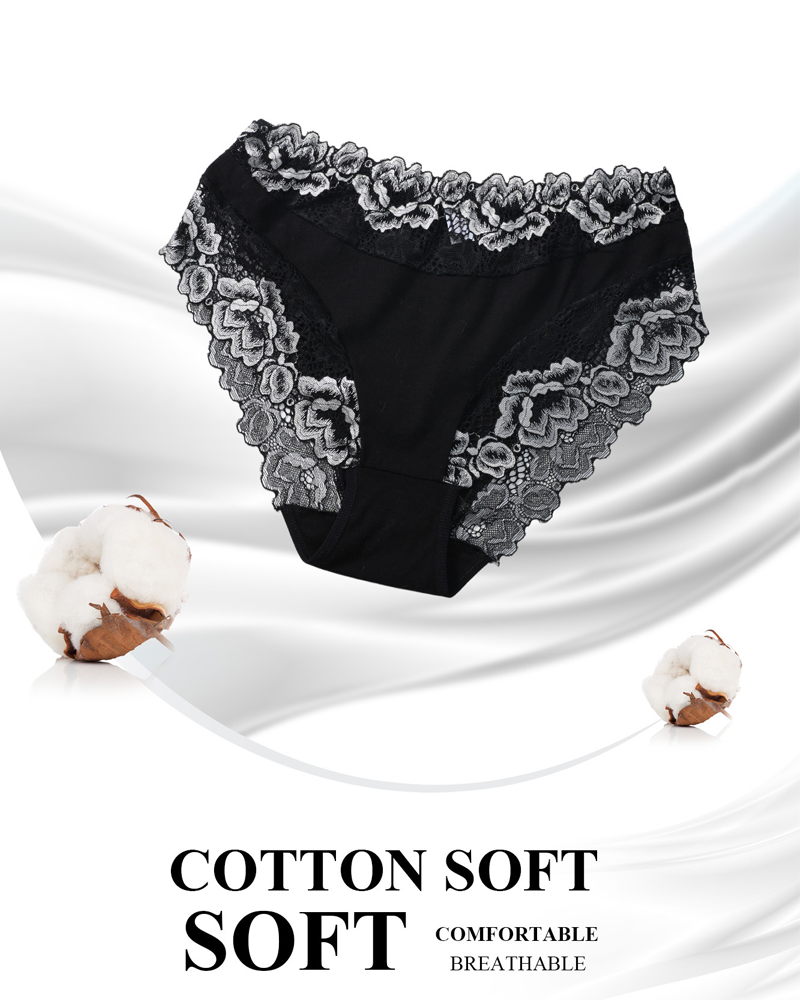 3-Pack/5-Pack Sexy Floral Lace Mid-Rise Panties