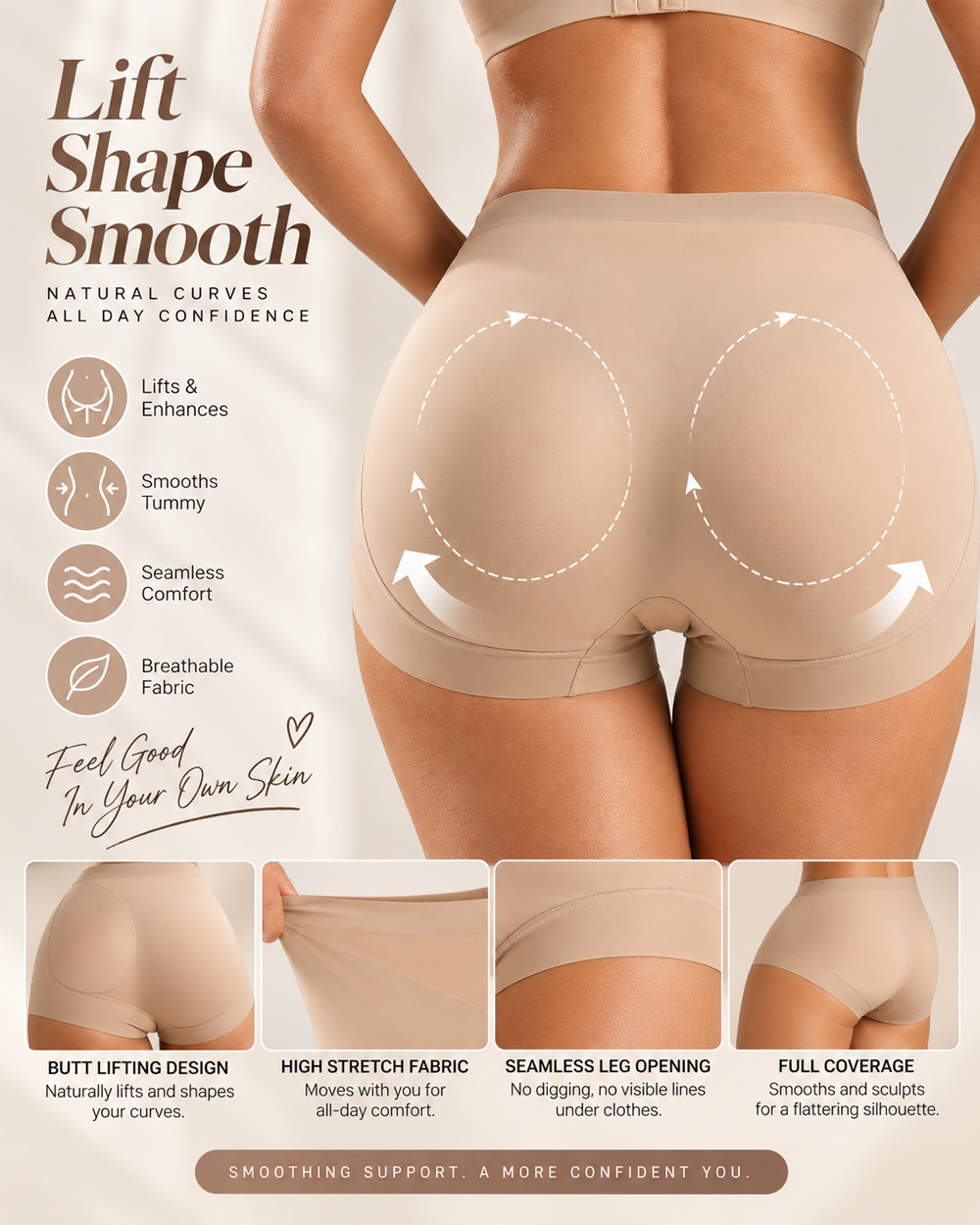 2-Pack High Waist X-Shaped Tummy Control Butt Lifting Shapewear Panties