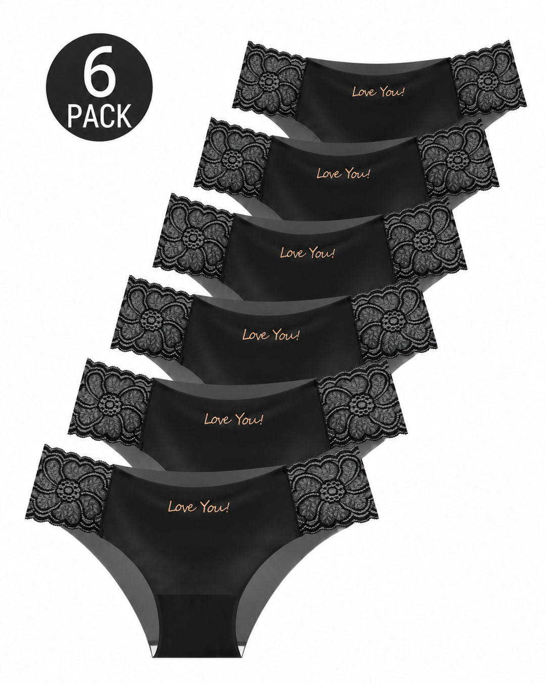 6-Pack Seamless Ice Silk Floral Lace Trim Panties