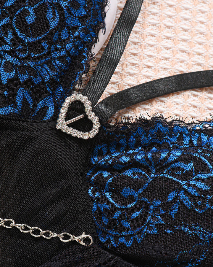 Sexy Lace Chain Garter Belt Nightgowns Set
