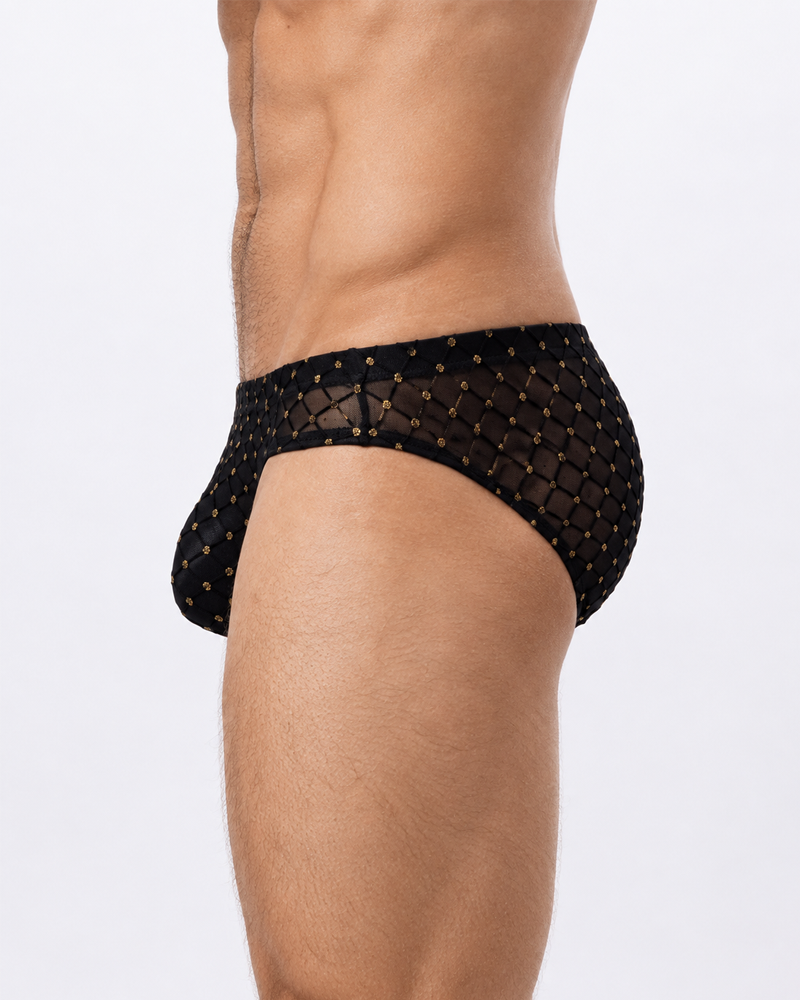 2-Pack Men's Sheer Mesh Diamond Pattern Briefs