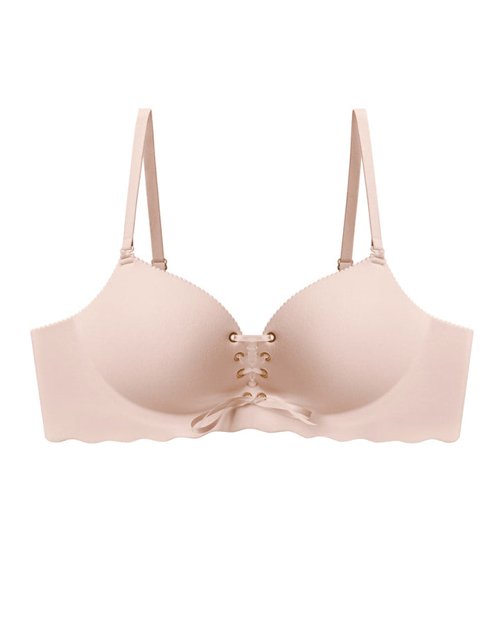 Women's Sexy Drawstring Push-Up Detachable Shoulder Straps Wire-Free Comfort Bra