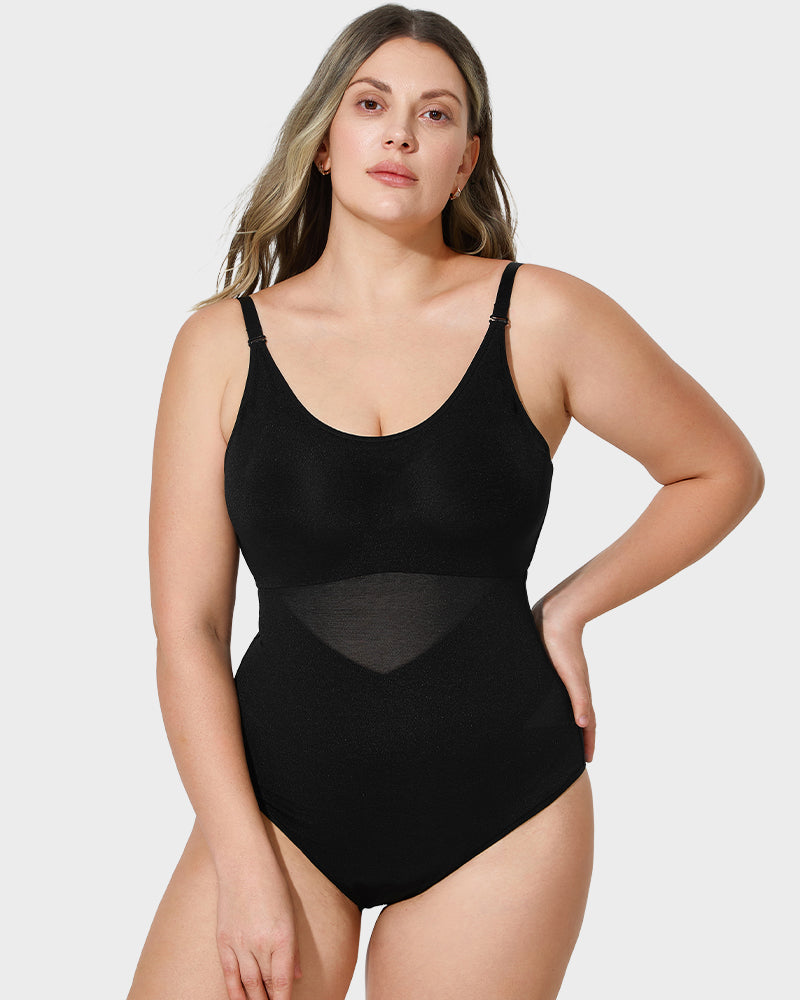 Criss-Cross Mesh Sculpting Bodysuit