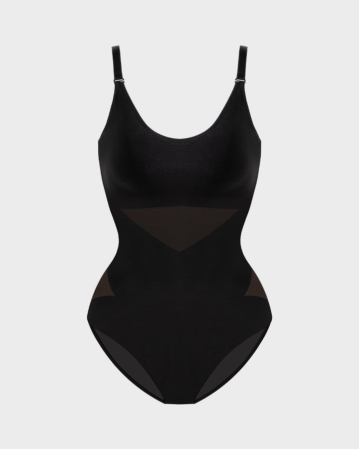 Criss-Cross Mesh Sculpting Bodysuit