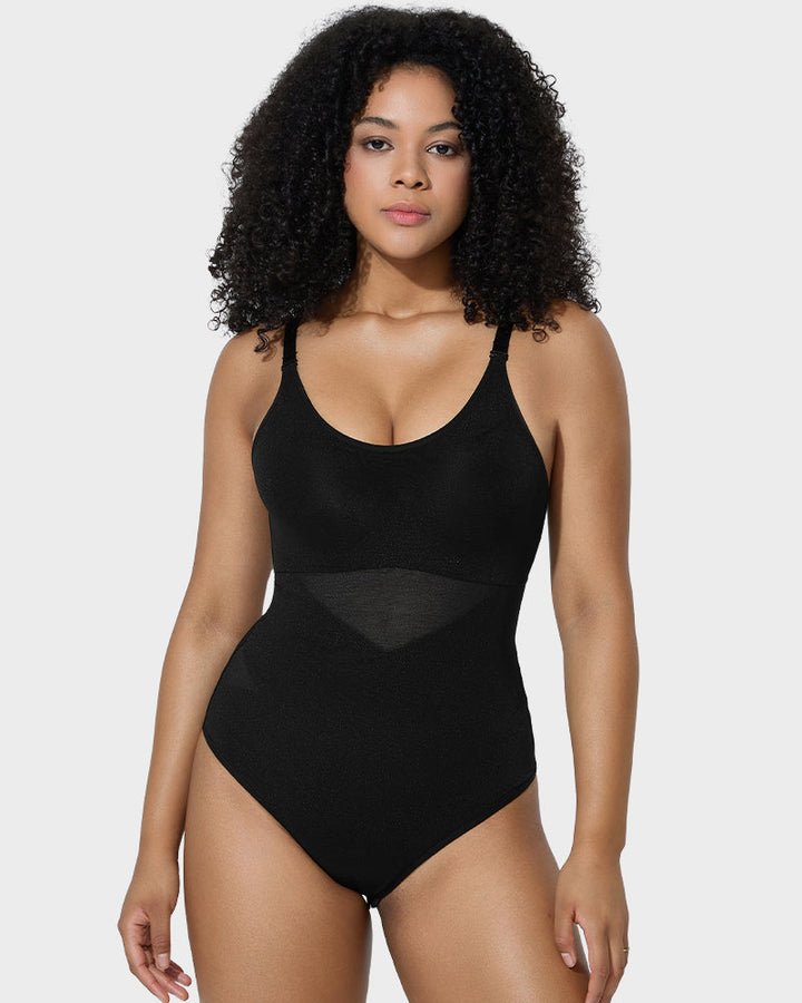 Criss-Cross Mesh Sculpting Bodysuit