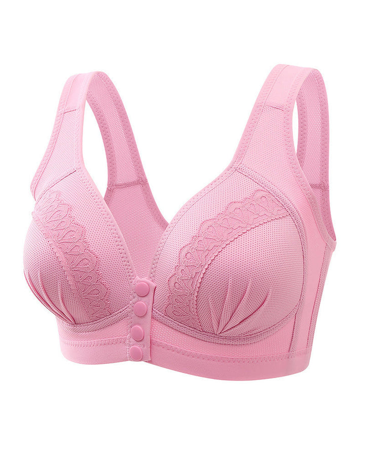 Women's Front-closure Jacquard Lace Breathable Bra