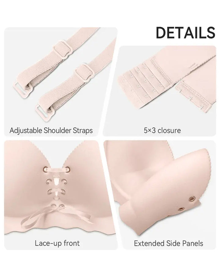 Women's Sexy Drawstring Push-Up Detachable Shoulder Straps Wire-Free Comfort Bra